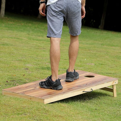 Solid Wood Premium Cornhole Game Set, Bean Bag Toss Game for Tailgate, Outdoor, Backyard