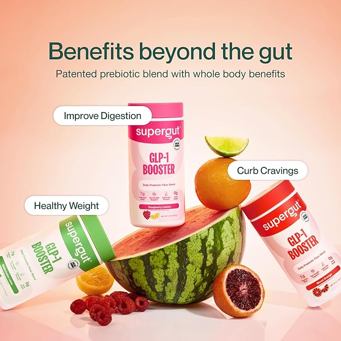 Supergut Gut Healthy Flavored GLP-1 Booster, Watermelon Lime - High Fiber GLP-1 Supplement Powder