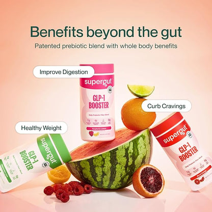Supergut Gut Healthy Flavored GLP-1 Booster, Watermelon Lime - High Fiber GLP-1 Supplement Powder