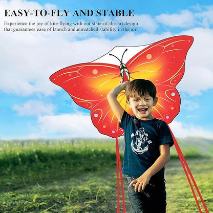 3 Pack Large Kites, Large Butterfly Kite, Colorful Delta and Red Octopus for Girls Boys Ages 4-8