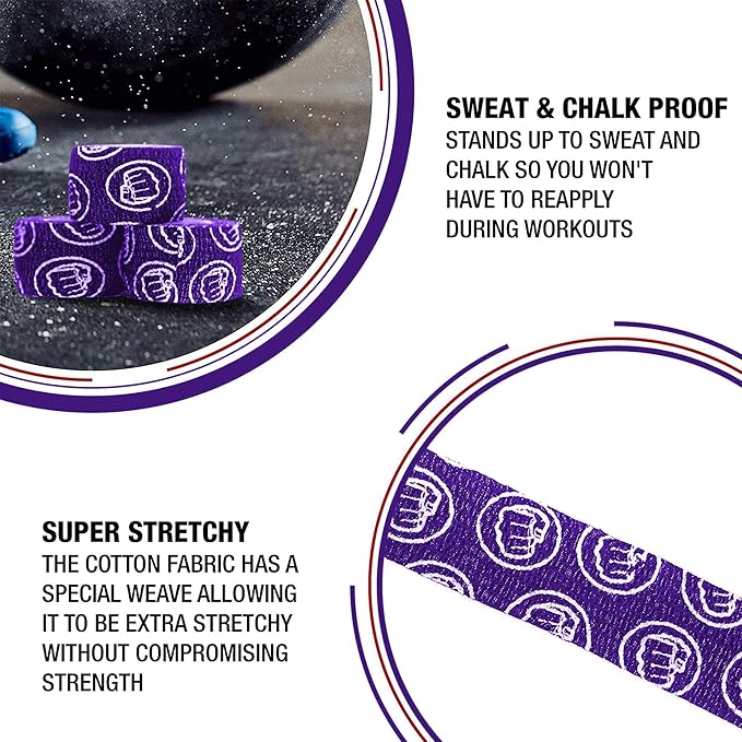 WOD Nation Flexible Hook-Grip Athletic Tape – Easy-Tear, Sweat-Proof Thumb & Finger Strips for