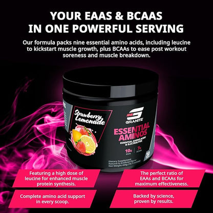 Granite Essential Amino Acids Powder for Muscle Recovery and Growth with 10g EAAs and 7g BCAAs
