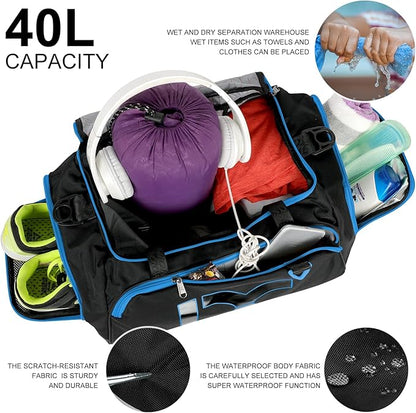 Sports Gym Bag，INOXTO Travel Duffel Bag with Dry Wet Pocket And Shoe CompartmentFor Women and