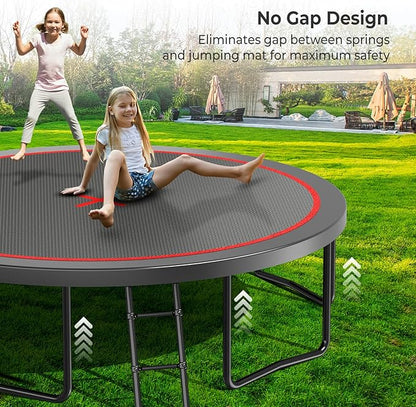 12 14 15 16FT Trampoline Outdoor with Basketball Hoop, Trampoline with Lights for Kids and Adults