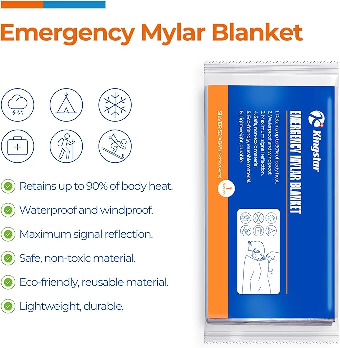 Emergency Blankets (75 Packs, 84" L x 52" W) Mylar Thermal Blankets for Survival and
