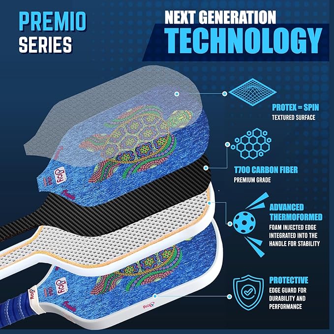4Joy Pickleball Paddle Premio Series - Thermoformed Premium T700 Carbon Fiber Pickleball Paddless