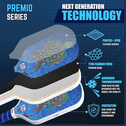 4Joy Pickleball Paddle Premio Series - Thermoformed Premium T700 Carbon Fiber Pickleball Paddless