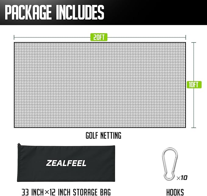 Golf Net, 10x20ft Golf Practice Net with Carry Bag, Double Finished Seam, Durable and Portable