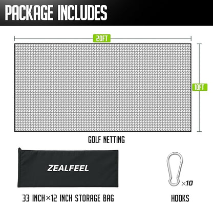 Golf Net, 10x20ft Golf Practice Net with Carry Bag, Double Finished Seam, Durable and Portable