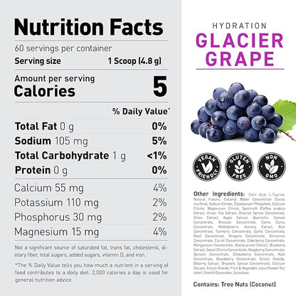 Kaged Hydration Electrolytes Powder | Glacier Grape | Hydra-Charge Sports Drink Mix | Pre, Post