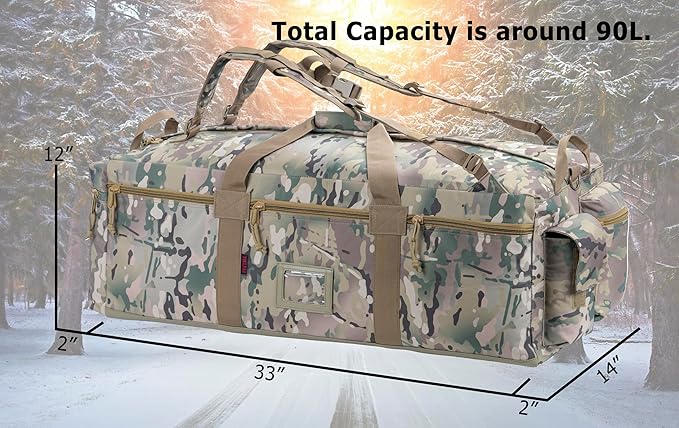 Large Military Duffle Bag Tactical Gear Load Out Bag Deployment Cargo Bag Travel Sports Equipment