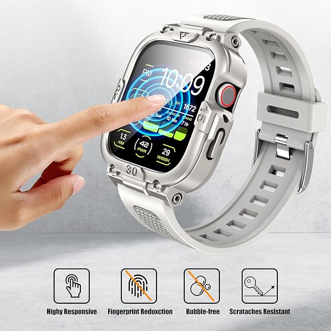 Dsytom Waterproof Case with Band Compatible for Apple Watch Band 45mm 44mm 41mm 40mm for Men