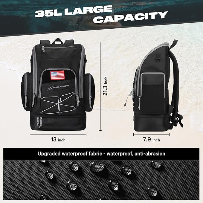 Maelstrom Swim Backpack,35L Swimming bag with Separate Shoes Compartment,Swim Gear Bag,Athlete Gym