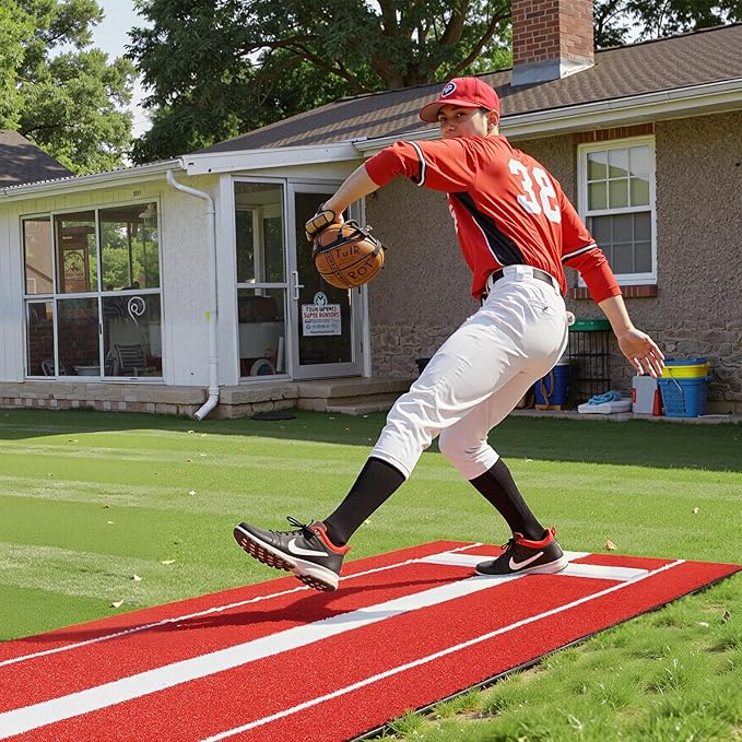 VEVOR 10x3ft Softball/Baseball Pitching Mat with Rubber Mound - Anti-Fade Turf & Anti-Slip Foam
