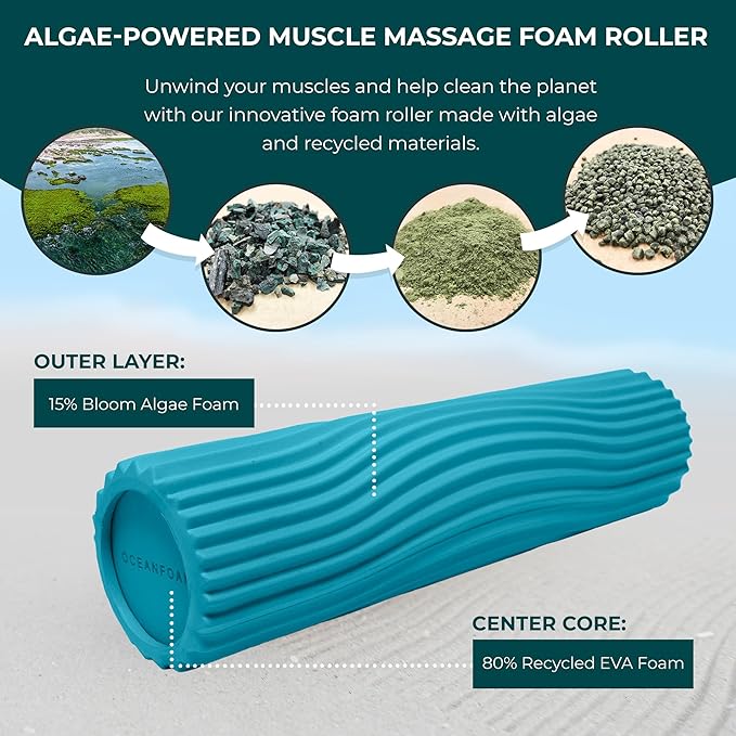 Oceanfoam Soft Tidal Roller (Miami Blue) - Low Density Foam Roller for Physical Therapy, Back Pain