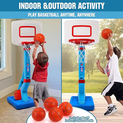 SUPER JOY Toddler Basketball Hoop - Height Adjustable Kids Hoop for Indoor & Outdoor Play