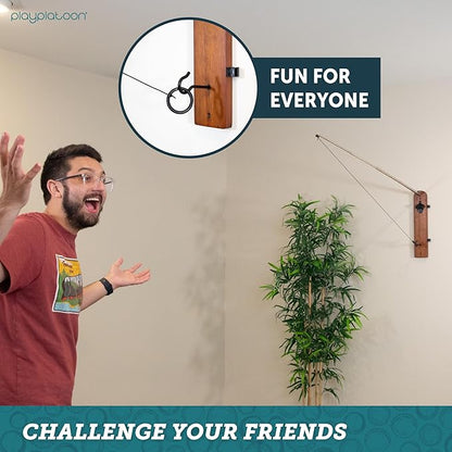 Play Platoon Hook and Ring Toss Bar Game for Adults - Wood Toss Ring Game for Adults - Perfect