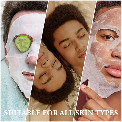 10PCS Face Sheet Mask Skin Care Set for Men,Moisturizing Sheet Facial Masks,Long-lasting Oil