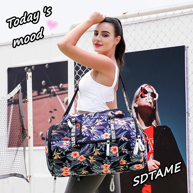 Gym Duffle Bag Backpack with Shoe Compartment,4 ways Travel Backpack for Women and