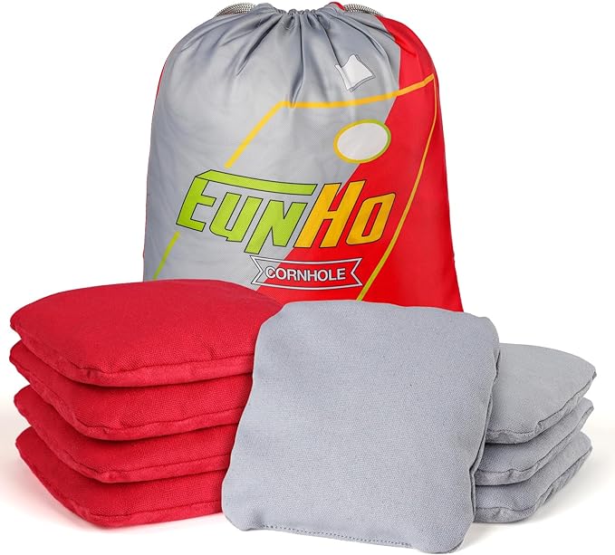 EunHo Dual Sided Cornhole Bags Regulation Set of 8 Professional Cornhole Bean Bags Slick and Stick