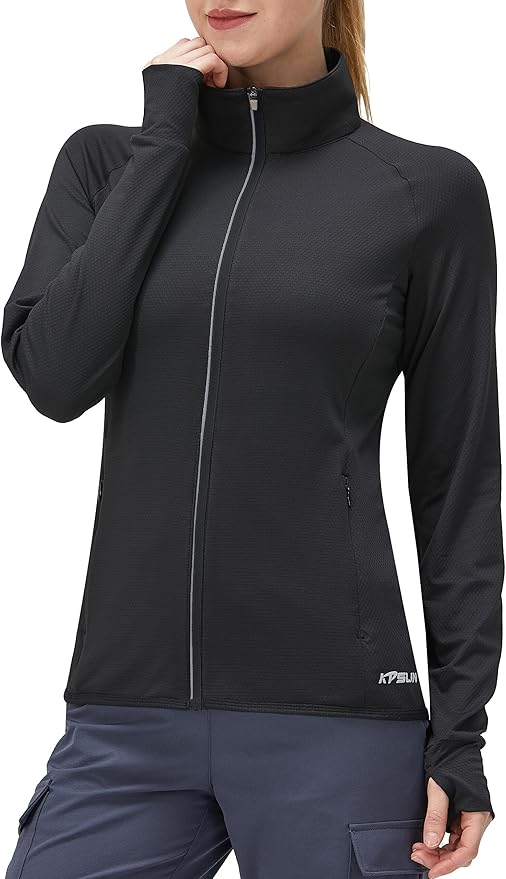 Women's UPF 50+ UV Sun Protection Clothing Long Sleeve Athletic Hiking Shirts Lightweight SPF Zip