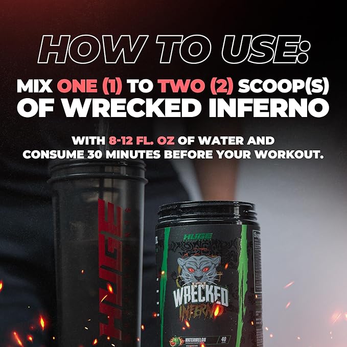 Wrecked Inferno - Thermogenic Pre Workout For Men & Women, Increase Energy, Boost Thermogenesis &