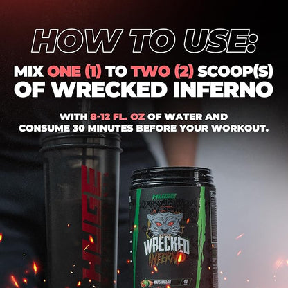 Wrecked Inferno - Thermogenic Pre Workout For Men & Women, Increase Energy, Boost Thermogenesis &