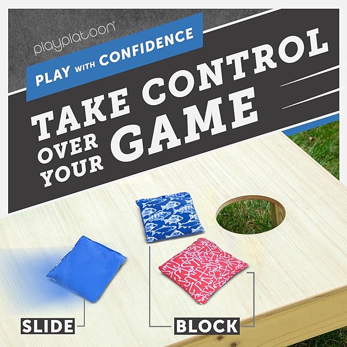 Professional Cornhole Bags - Set of 8 Regulation All Weather Double Sided - Sticky Side/Slick Side