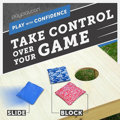 Professional Cornhole Bags - Set of 8 Regulation All Weather Double Sided - Sticky Side/Slick Side