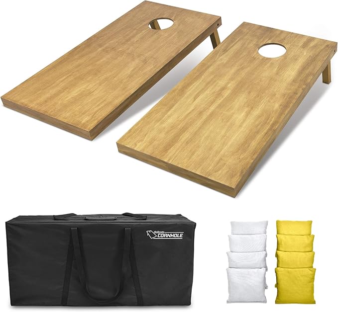 GoSports 4 ft x 2 ft Regulation Size Wooden Cornhole Boards Set - Includes Carrying Case - Full