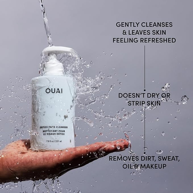 OUAI Detox Facial Cleanser - Deep Cleansing Face Wash with Glycolic Acid, Niacinamide & PHA
