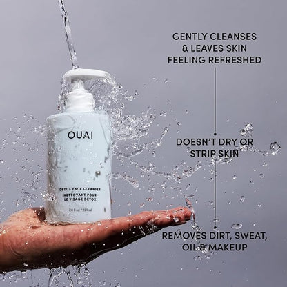 OUAI Detox Facial Cleanser - Deep Cleansing Face Wash with Glycolic Acid, Niacinamide & PHA