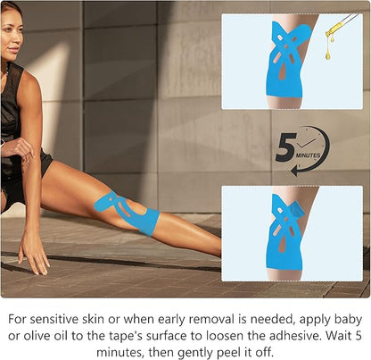 Precut Kinesiology Tape for Knees ??14 PCS Knee Tape for Pain Relief & Support, Elastic Waterproof