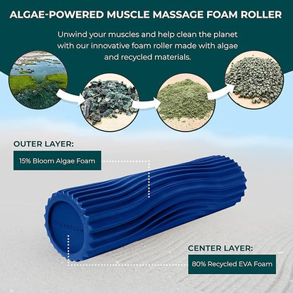 Oceanfoam Tidal Roller - Royal Blue - Muscle Massage Foam Roller for Back Pain & Stretching - Firm