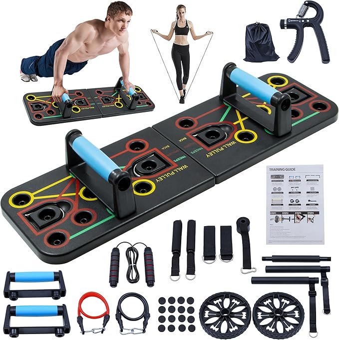 Push-up board, home gym, portable fitness equipment, Pilates bar, and 20 fitness accessories