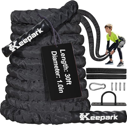 Battle Ropes for Home Gym, Exercise Rope 1.26/1.5inch, 30 40FT Heavy Battle Rope Weighted Battle