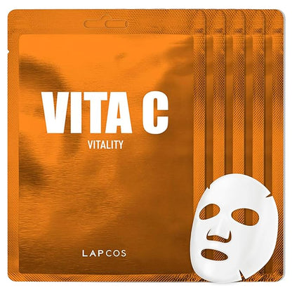 LAPCOS Vita C Sheet Mask, Daily Face Mask with Vitamin C to Renew Skin, Korean Beauty Favorite