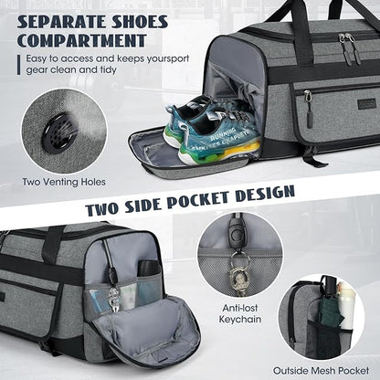 IGOLUMON Gym Bag for Men 40L Sports Duffel Bags Gym Duffle Bag Women with Shoe Compartment & Wet