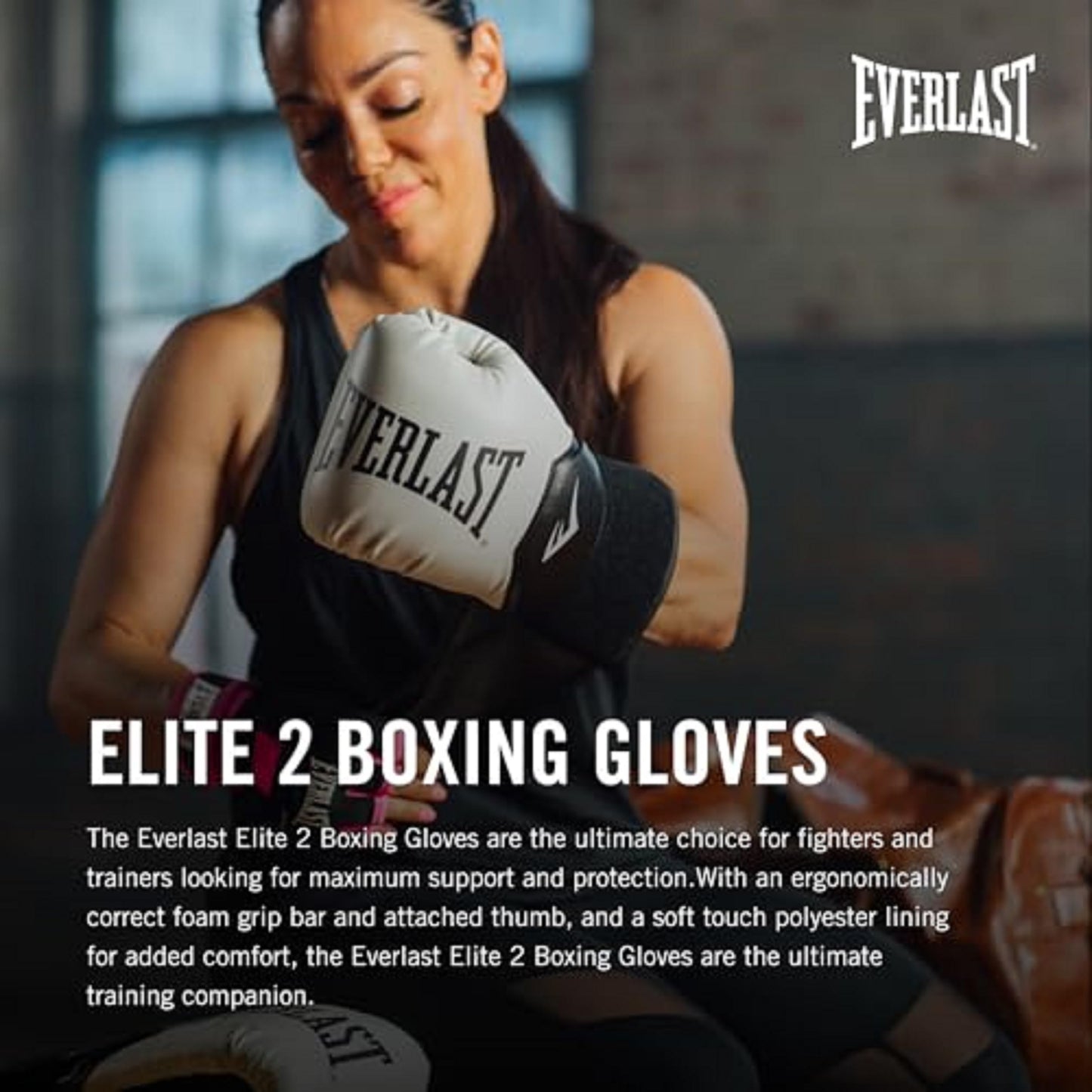 Everlast Elite 2 Boxing Gloves | Women, Men, Heavy Bag | Black/Gold | 16oz