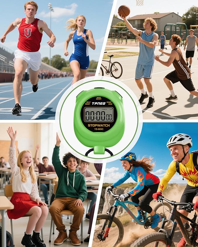 Simple Stopwatch Timer - Easy to Use, Set Up, Read, and Carry - Large Display - On/Off, AAA Battery