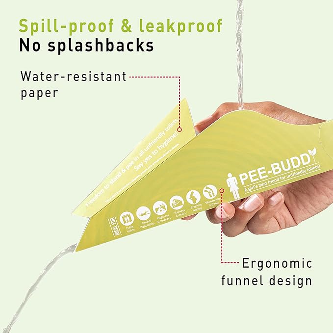 PeeBuddy 10 Funnels Female Urination Device | No Mess Disposable Urinal Funnel|Travel, Camping