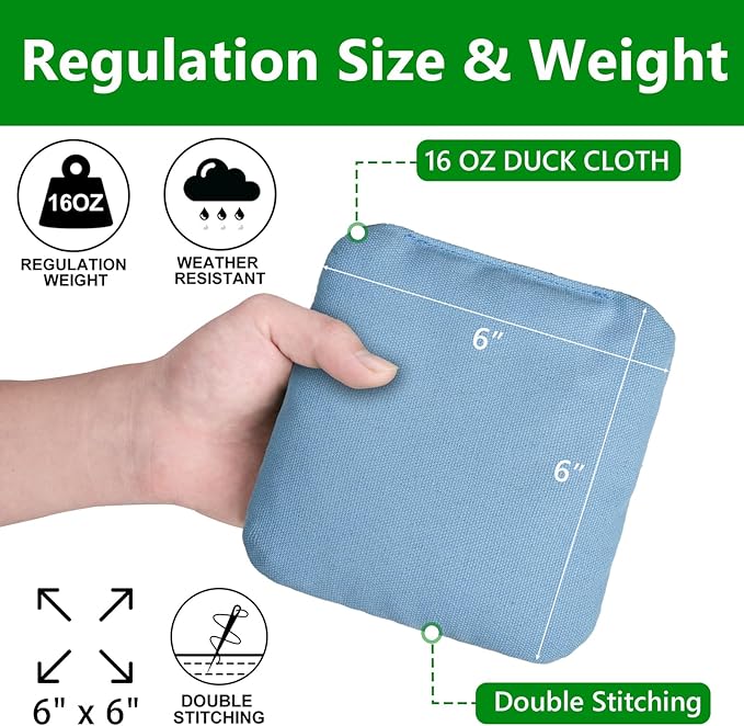 EunHo Cornhole Bags Set of 8 Regulation Size & Weight Corn Hole Bean Bags Official Professional All