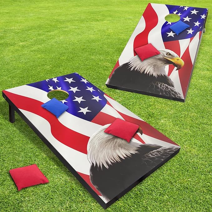 Cornhole Board Set with Carrying Bags & 8 Bean Bags Corn Hole Boards Bean Toss Game for Adults