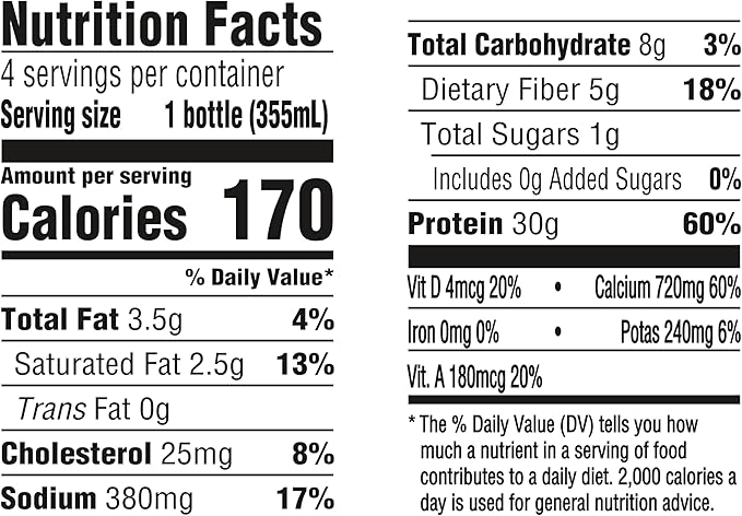 Oikos Protein Shake, Salted Caramel, 30g High Protein Drinks, Shelf Stable, Ready to Drink, 5g