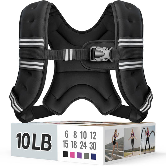 Zeerun Weighted Vest, 6lb/8lb/10lb/12lb/15lb/18lb/20lb/24lb/30lb for Men Women, Reflective Stripe