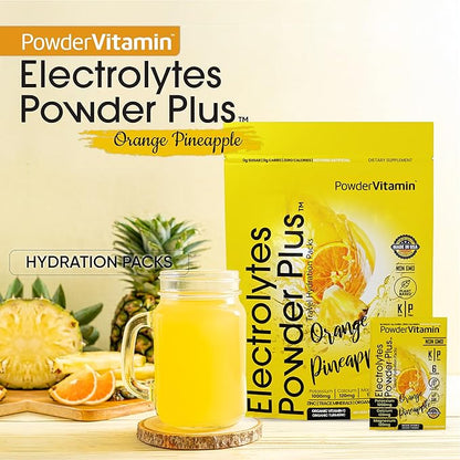 Electrolytes Powder Plus, Keto, Orange Pineapple, Sugar Free, 1000mg Potassium, 120mg Calcium