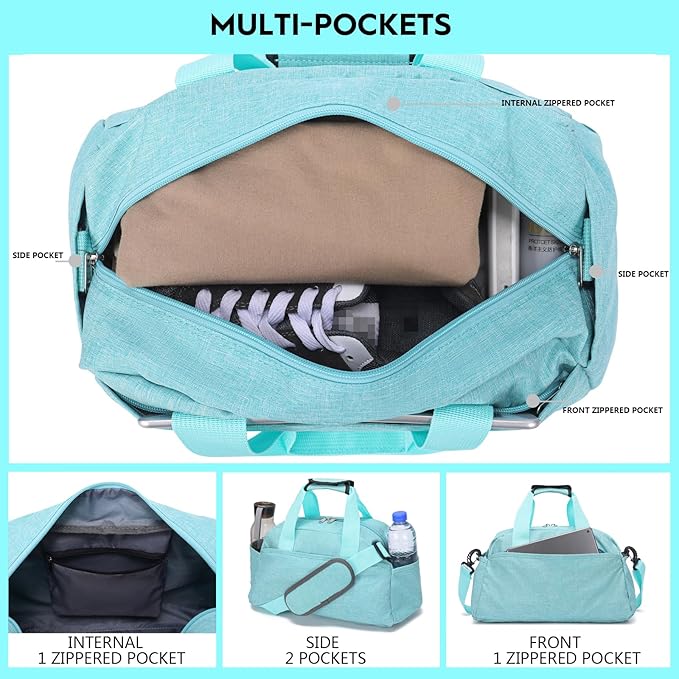 14 inch Small Gym Bag for Women & Men, Mini Duffel Bag for Travel Sports Lightweight Carry On Bag