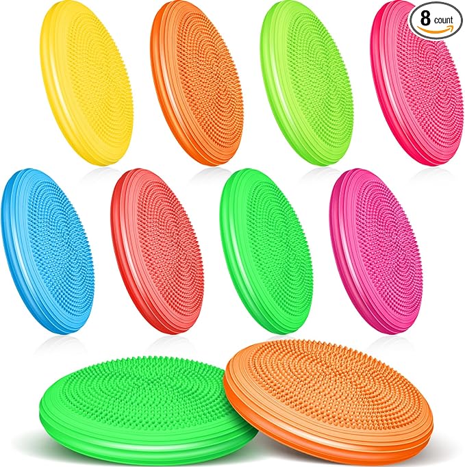 Libima 8 Pcs Wiggle Seat Inflated Wobble Cushion Sensory Seat Flexible Balance Board Balance Disc