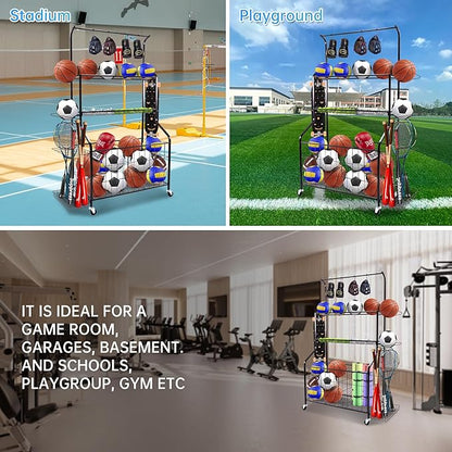 Sport euipment Storage, Garage Sports Equipment Organizer, Ball Storage Rack for Sport Gear