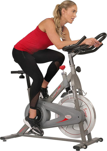 Sunny Health & Fitness Indoor Cycling Exercise Bike w/Pulse Sensors & 4-Way Adjustable Seat